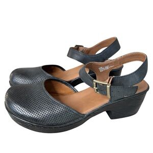 Boc Stone II Black Leather Mary Jane Womens Comfort Shoe Size 10M Ankle Strap